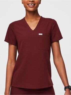 Figs Burgundy Scrub Top